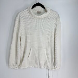 Faherty Long Sleeve Turtle Neck Front Pocket Cable Drawstring Sweater